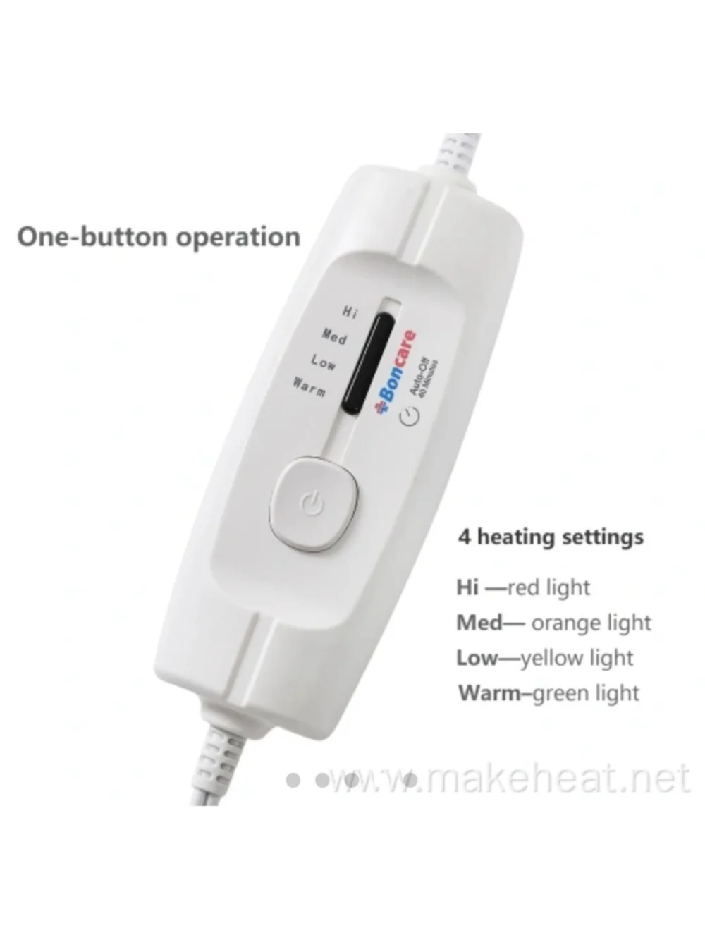 DMI Electric Heating Pad w/ Remote, 4 Heat Settings, Auto Shut-Off, White